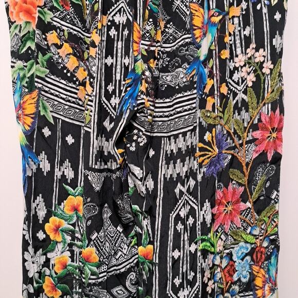 NWT Shana Wide Leg Capri Pants Womens Small Black Tropical Silky Pull On Resort - Picture 9 of 16